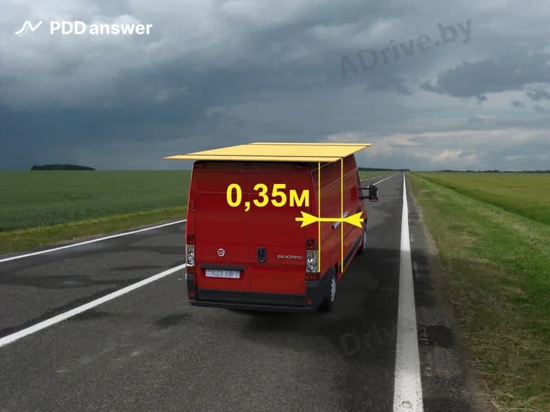 Нарушает ли водитель Правила дорожного движения, перевозя таким образом груз на багажнике сверху, если ширина транспортного средства с грузом не превышает 2.55 м?