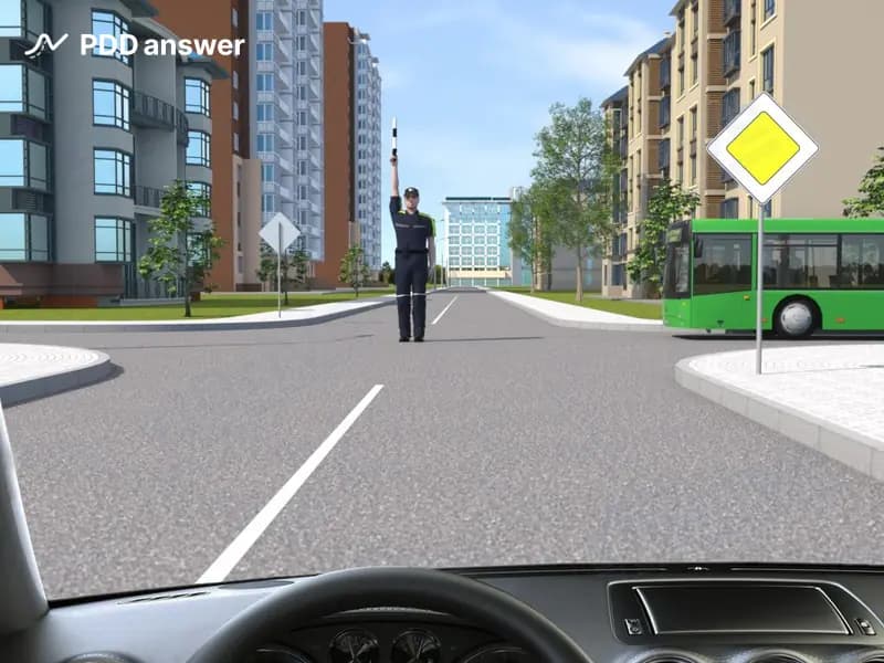 В каких направлениях Вам разрешено продолжить движение в показанной ситуации?