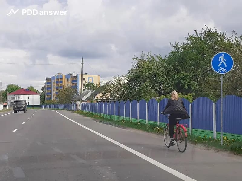 Нарушает ли Правила дорожного движения велосипедист, двигаясь по элементу дороги, обозначенному показанным дорожным знаком?