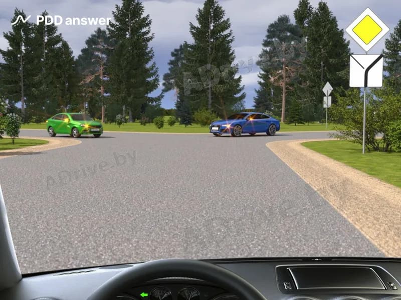 Вы, поворачивая налево на показанном перекрёстке, должны проехать перекрёсток: