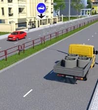 По какой полосе движения водителю грузового автомобиля с технически допустимой общей массой не более 3.5 тонны разрешено продолжать движение в населённом пункте?