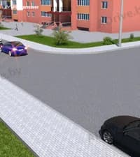 Нарушит ли Правила дорожного движения водитель синего легкового автомобиля, двигаясь задним ходом в случае затруднённого встречного разъезда на дворовой территории, прилегающей к жилой застройке?