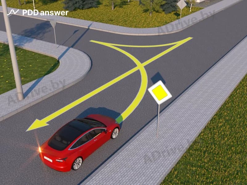 Нарушит ли Правила дорожного движения водитель красного автомобиля, выполнив разворот, как показано на рисунке?