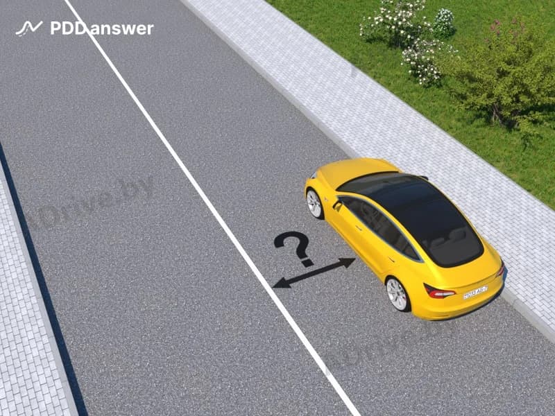 Какое минимальное расстояние от сплошной линии горизонтальной дорожной разметки до остановившегося транспортного средства должно быть, чтобы остановка транспортного средства в показанной ситуации не противоречила Правилам дорожного движения?