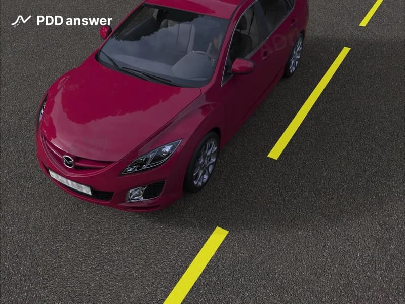 Какое назначение имеет показанная временная жёлтая прерывистая горизонтальная дорожная разметка, у которой длина штриха в три раза больше промежутка между штрихами?