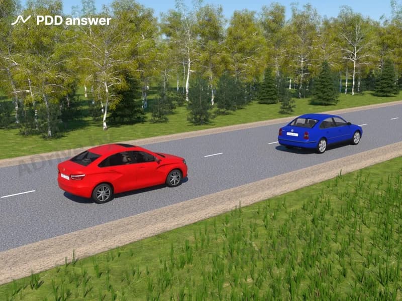 В чём должен убедиться водитель красного легкового автомобиля до начала обгона?