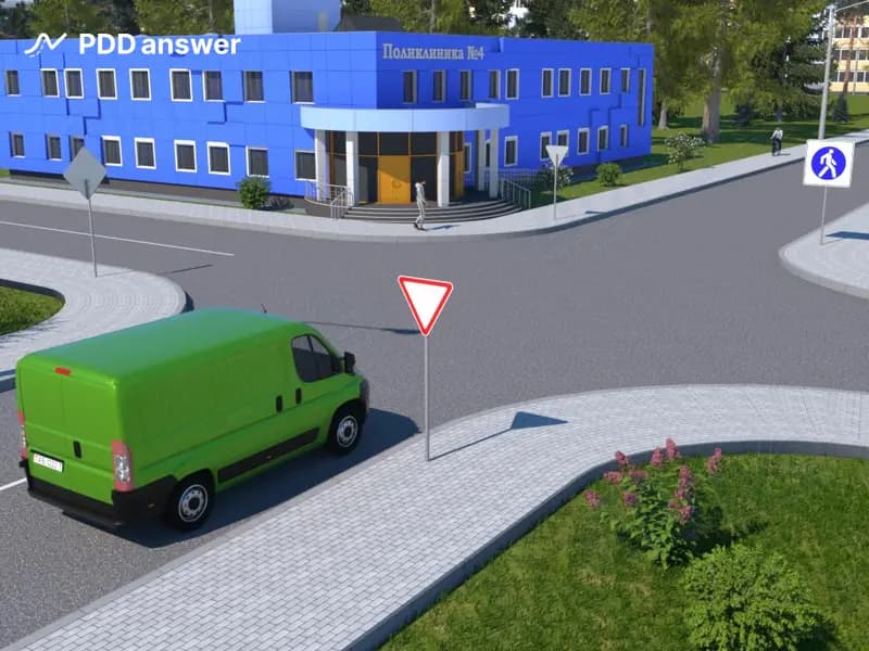 Разрешается ли водителю грузового автомобиля с технически допустимой общей массой не более 3.5 тонны проехать прямо через показанный перекрёсток?