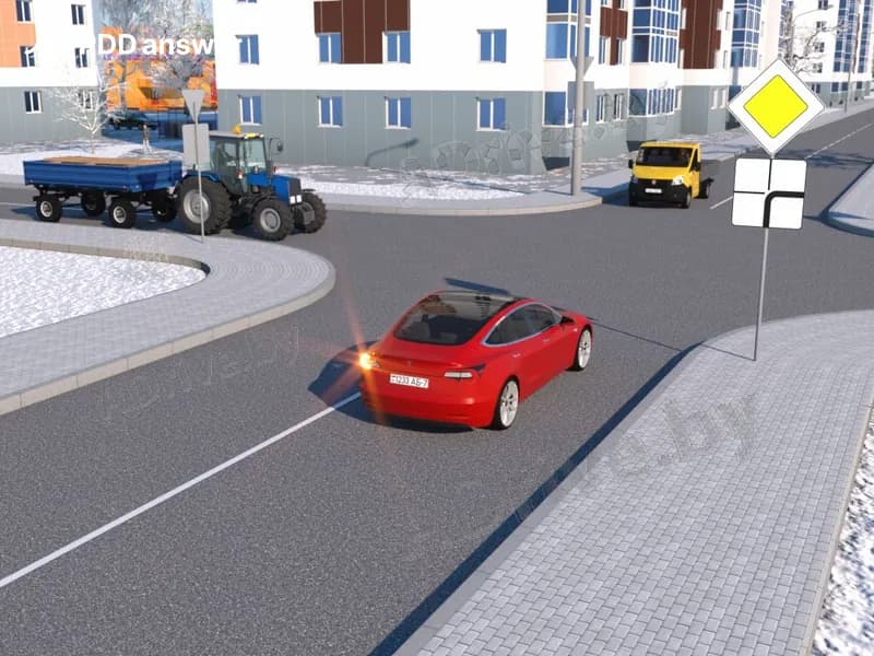 В показанной ситуации при повороте налево водитель легкового автомобиля: