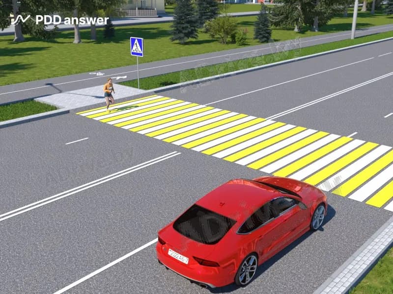 Нарушил ли водитель Правила дорожного движения, если, двигаясь со скоростью 60 км/ч в населённом пункте, он ускорился для того, чтобы расстояние до приближающегося пешехода (в момент пересечения транспортным средством траектории движения пешехода) составило не менее двух полос движения?