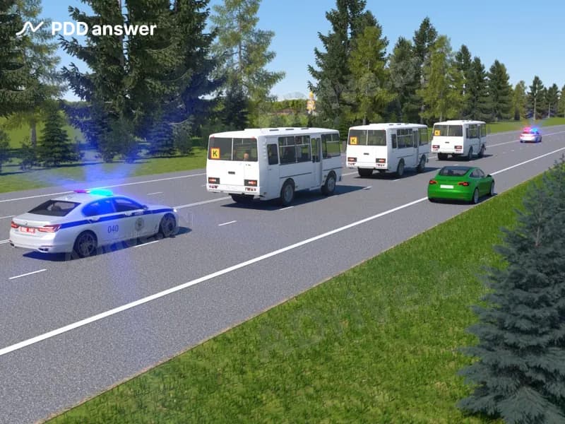 В какой момент водителю, совершившему остановку на обочине при движении организованной транспортной колонны, разрешается возобновить движение?