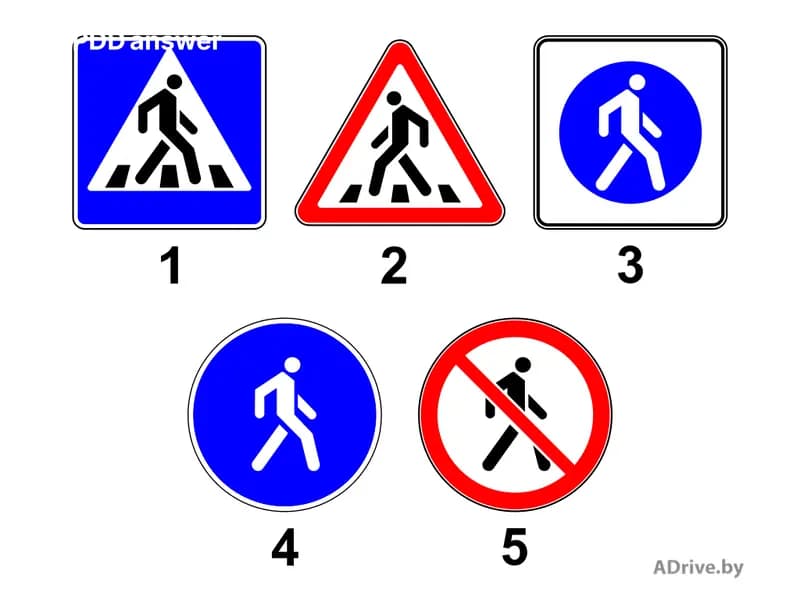 Какой из показанных на рисунке дорожных знаков применяется для информирования водителей о приближении только к нерегулируемому пешеходному переходу?