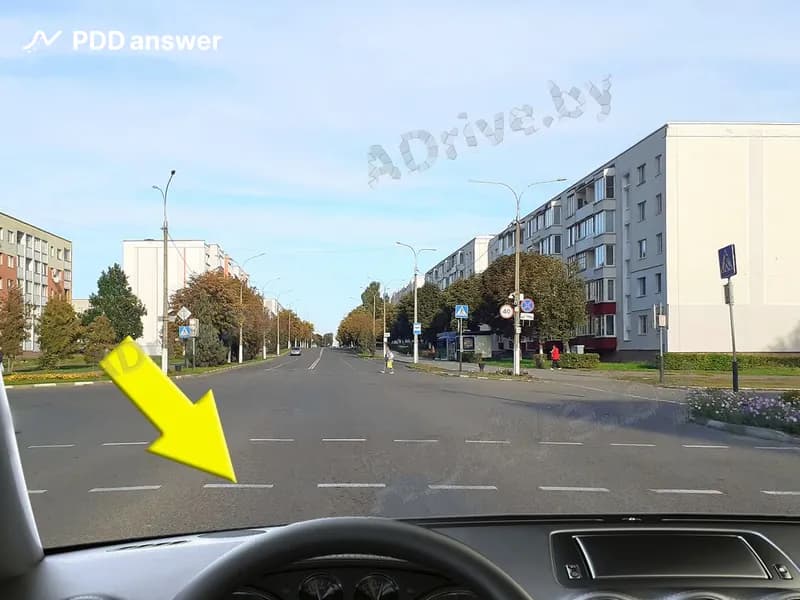 Какое назначение имеет дорожная разметка, к которой Вы приближаетесь в показанной ситуации?