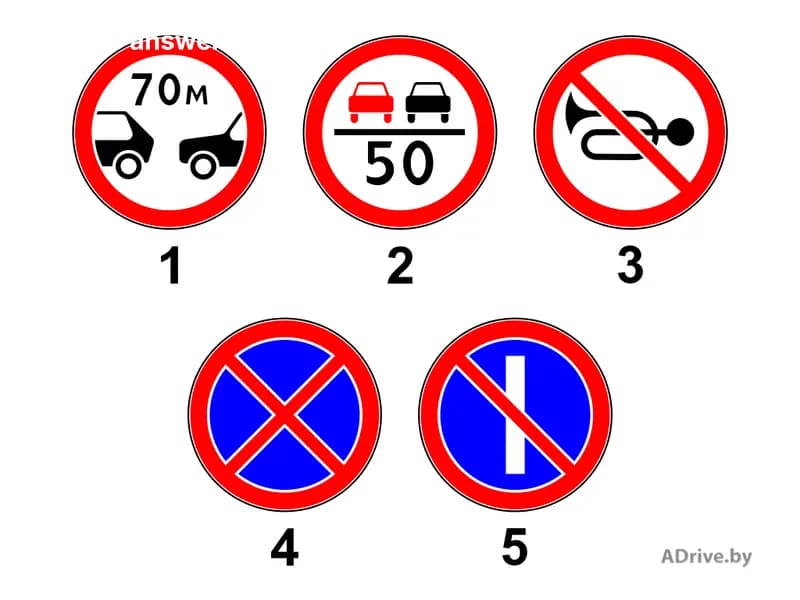 Зона действия каких из показанных дорожных знаков заканчивается в месте установки дорожного знака «Конец зоны всех ограничений»?