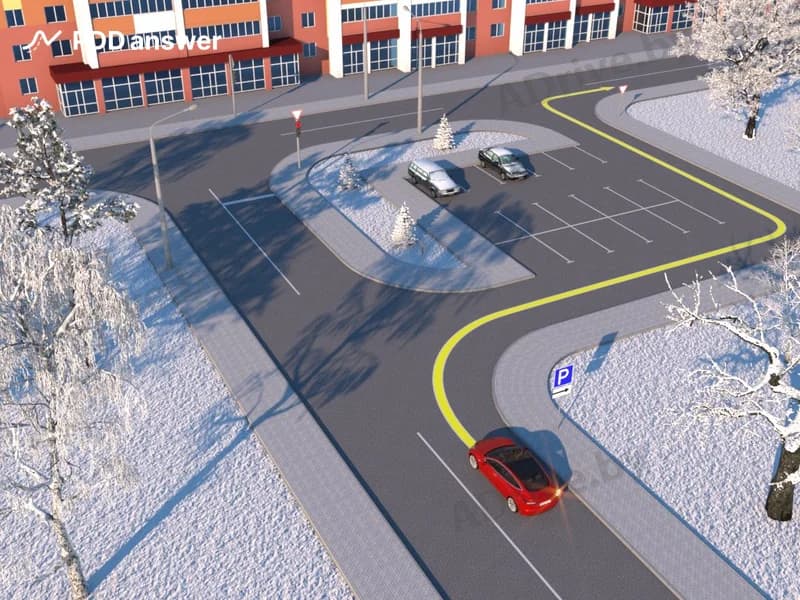 Разрешается ли водителю легкового автомобиля проехать в направлении стрелки, как показано на рисунке?