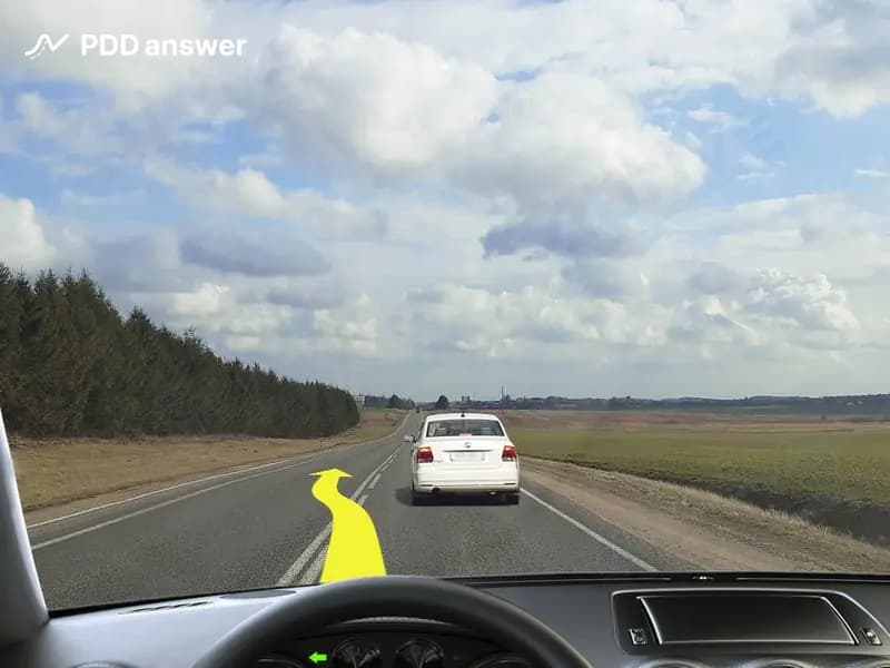 В показанной ситуации, управляя автомобилем на дороге с двусторонним движением, Вы намереваетесь: