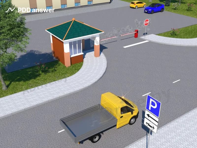 Разрешается ли водителю грузового автомобиля с технически допустимой общей массой не более 3.5 тонны поставить автомобиль на стоянку слева от дороги в показанной ситуации?