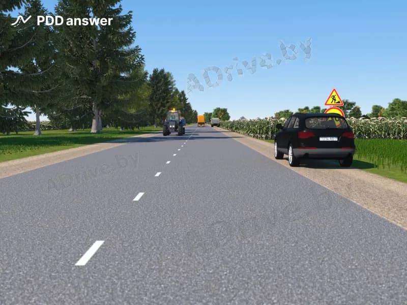 Нарушил ли Правила дорожного движения водитель чёрного автомобиля, совершив остановку в показанной ситуации?