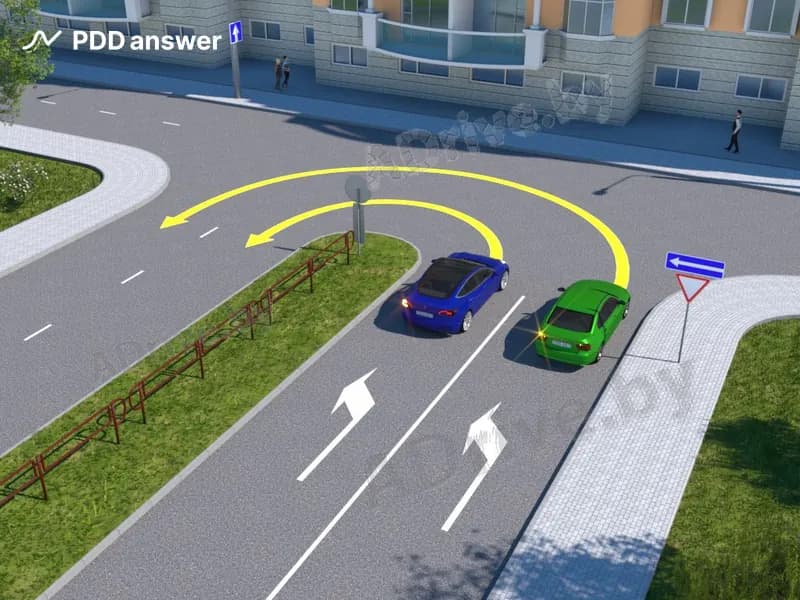 Нарушают ли Правила дорожного движения водители легковых автомобилей при выполнении разворота в ситуации, показанной на рисунке?