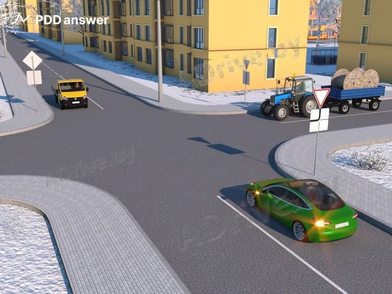 В показанной ситуации при повороте налево водитель легкового автомобиля: