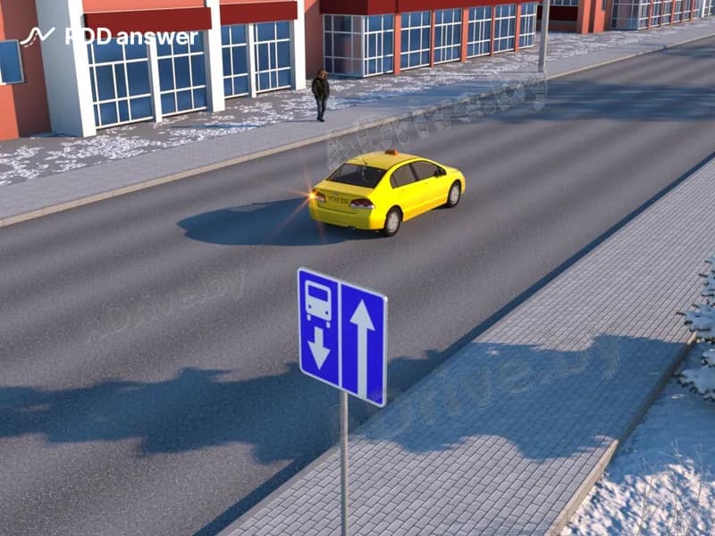 Нарушит ли Правила дорожного движения водитель автомобиля-такси, приводимого в движение двигателем внутреннего сгорания, совершив разворот в показанной ситуации?