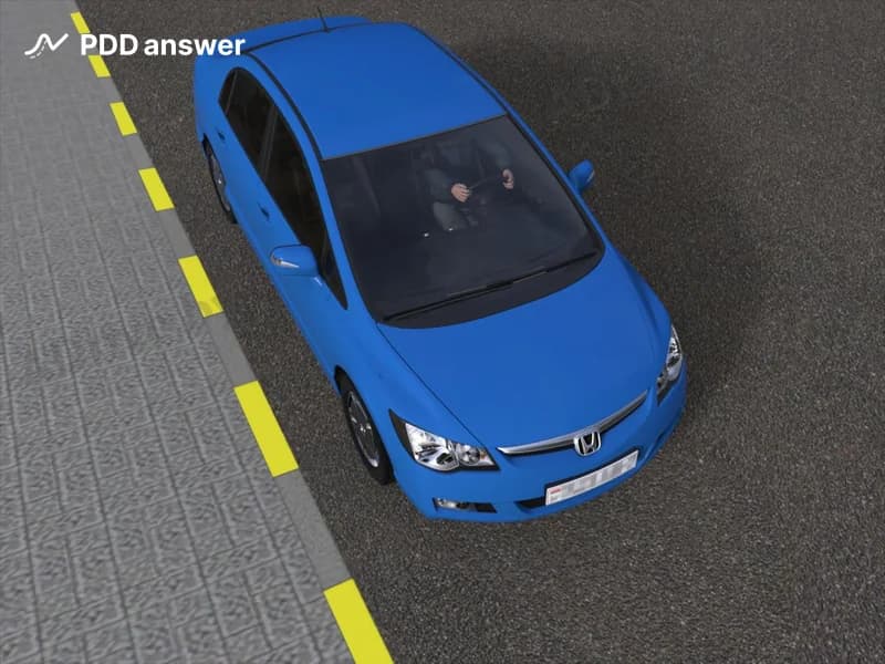 Какое назначение имеет жёлтая прерывистая линия дорожной разметки, нанесённая по верху бордюра?