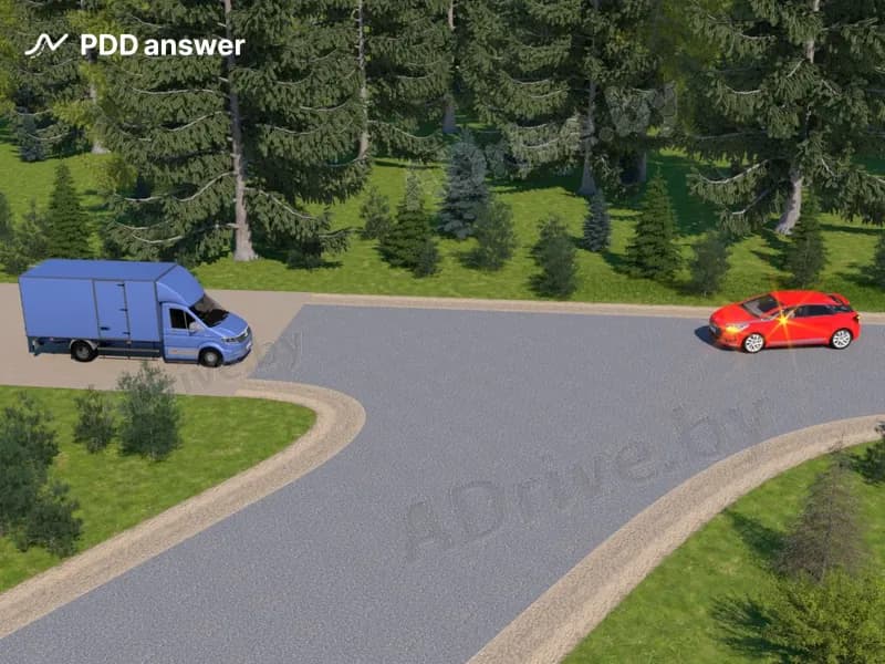 Какое из транспортных средств в показанной ситуации находится на главной дороге?