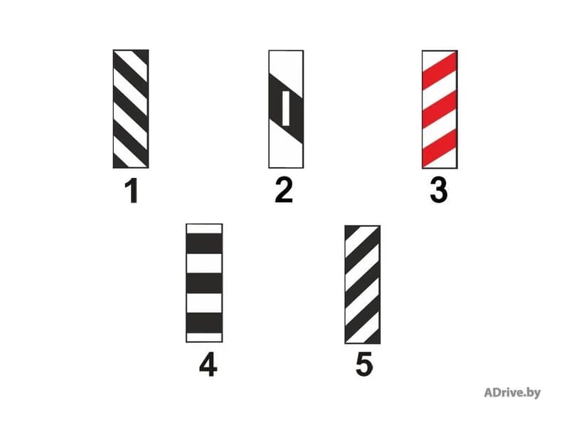 Под каким номером на рисунке изображён сигнальный щиток, устанавливаемый на барьерном ограждении дороги?