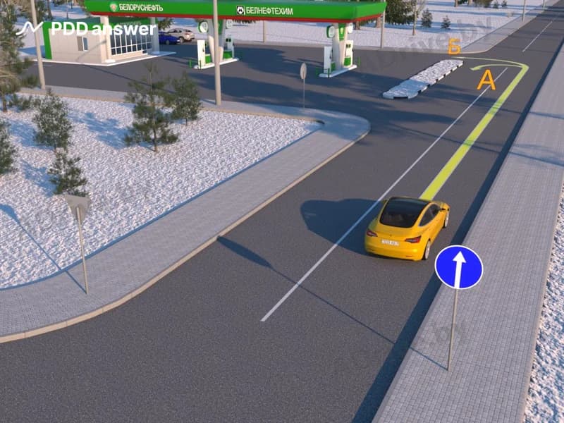 Разрешено ли водителю жёлтого легкового автомобиля продолжить движение по показанным на рисунке траекториям?