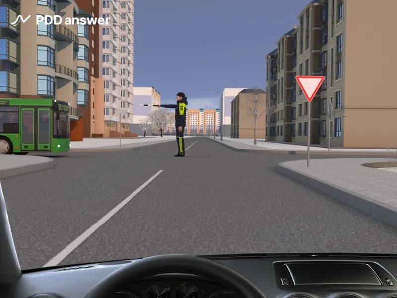 В каких направлениях Вам разрешено продолжить движение в показанной ситуации?