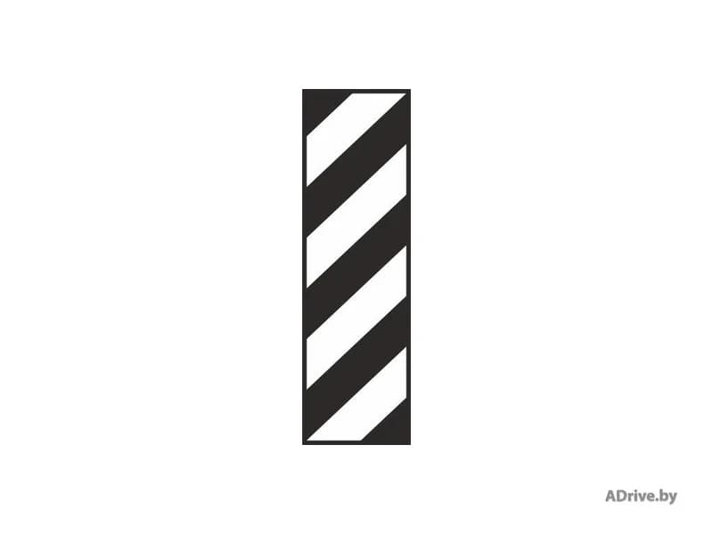 С какой стороны необходимо объезжать вертикальный элемент дорожного сооружения, если он обозначен показанной на рисунке вертикальной дорожной разметкой?