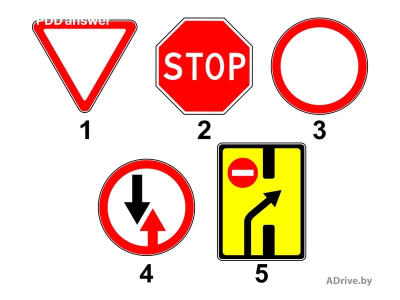 Какой из показанных на рисунке дорожных знаков относится к группе запрещающих знаков?