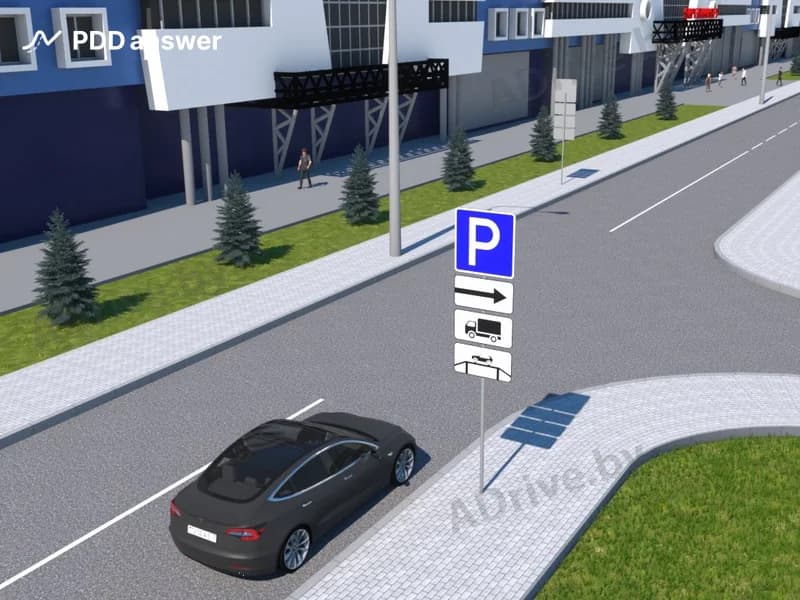 Разрешено ли водителю в показанной ситуации поставить легковой автомобиль на стоянку, расположенную справа от дороги?