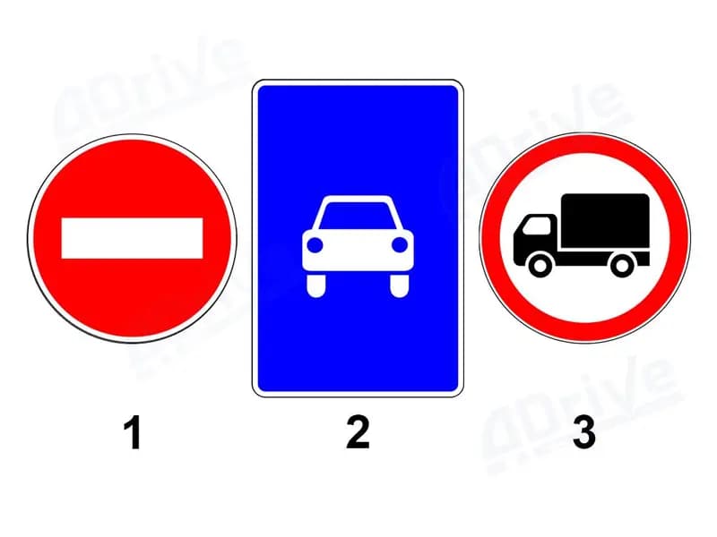 Какие из показанных дорожных знаков не запрещают движение грузовым автомобилям с технически допустимой общей массой, не превышающей 3,5 тонны?