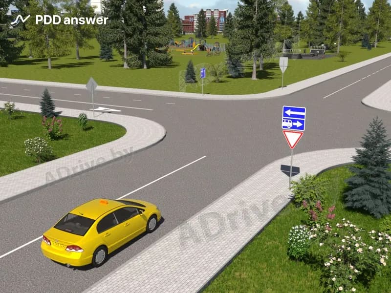 В каких направлениях разрешено продолжить движение водителю автомобиля-такси, приводимого в движение двигателем внутреннего сгорания?