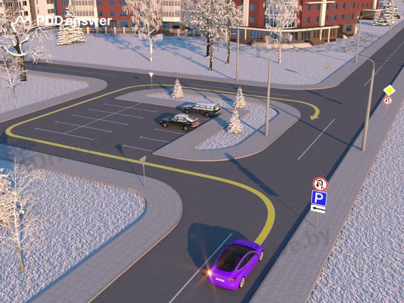 Разрешается ли водителю легкового автомобиля проехать в направлении стрелки, как показано на рисунке, если ширина проезжей части дороги недостаточна для выполнения разворота в данном месте?