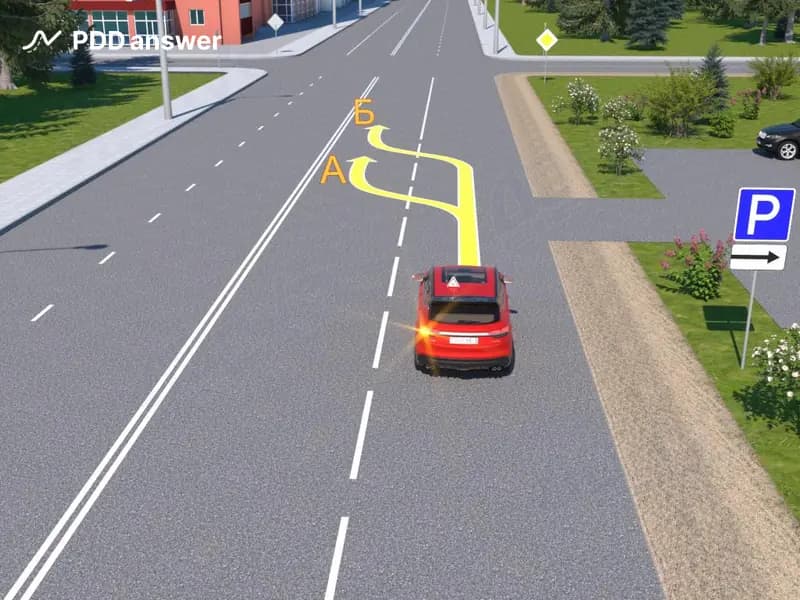 Поступила команда экзаменатора повернуть налево на ближайшем обозначенном перекрёстке. По какой траектории в сложившейся ситуации должно перестроиться на левую полосу лицо, сдающее квалификационный практический экзамен на право управления механическим транспортным средством?