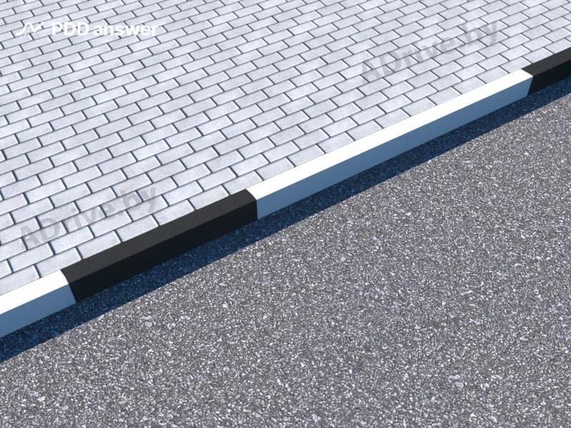 Показанная на рисунке вертикальная дорожная разметка наносится на бордюр: