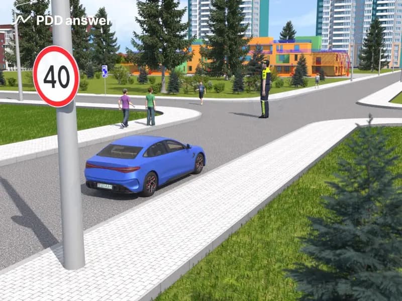 Распространяется ли действие дорожного знака «Ограничение максимальной скорости» на участок дороги за перекрёстком при движении прямо?