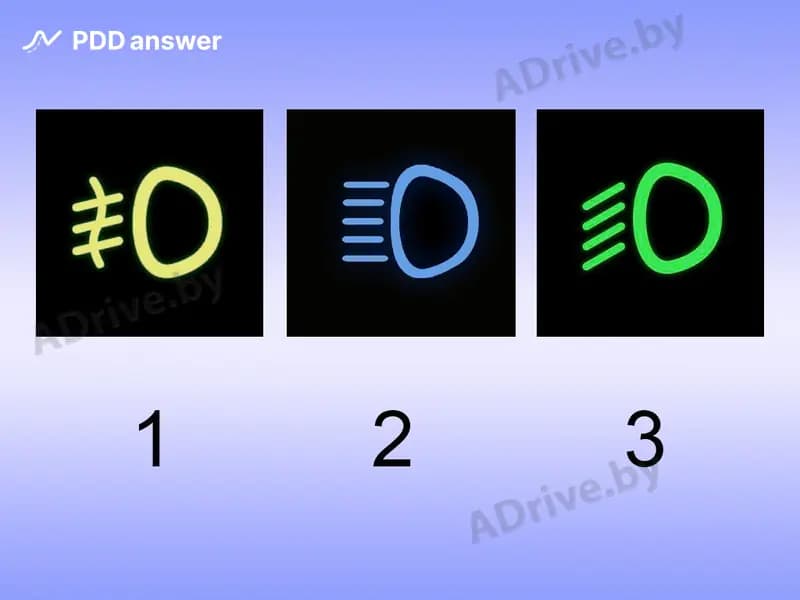 Какой из показанных индикаторов свидетельствует о включении дальнего света фар?