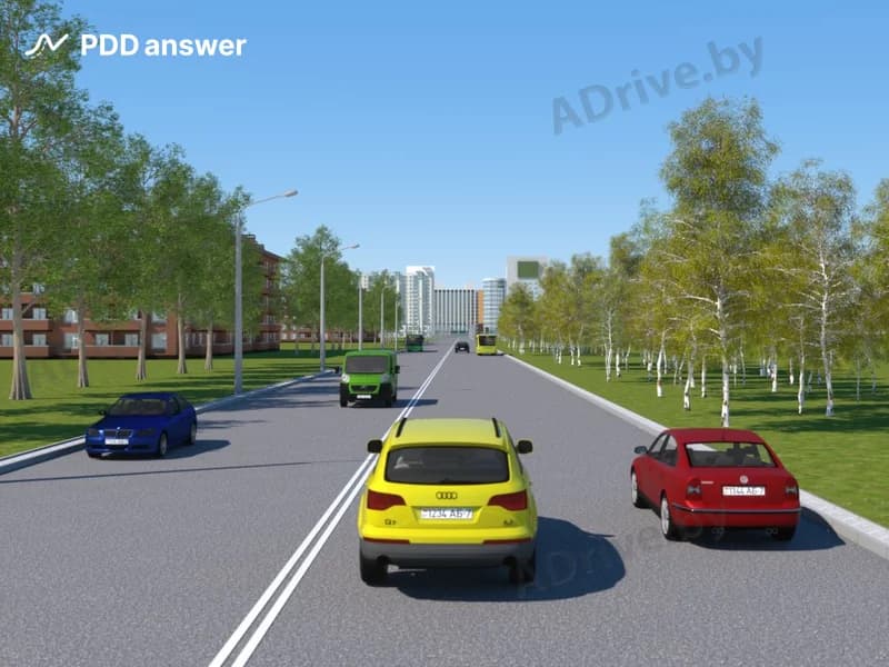 Определите количество полос движения на показанном участке дороги: