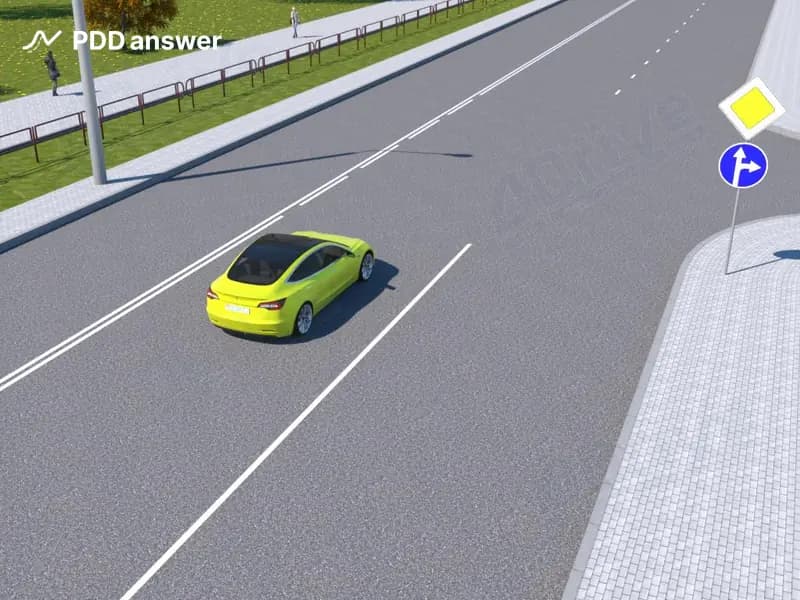 В каком направлении разрешается продолжить движение водителю легкового автомобиля в показанной ситуации?