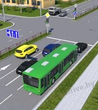 Разрешается ли водителю жёлтого автомобиля проехать перекрёсток в прямом направлении в показанной ситуации?