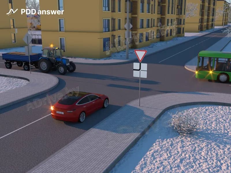 Водитель легкового автомобиля в показанной ситуации: