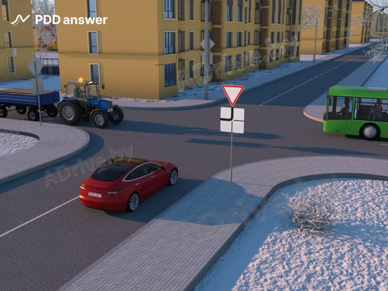 Водитель легкового автомобиля в показанной ситуации: