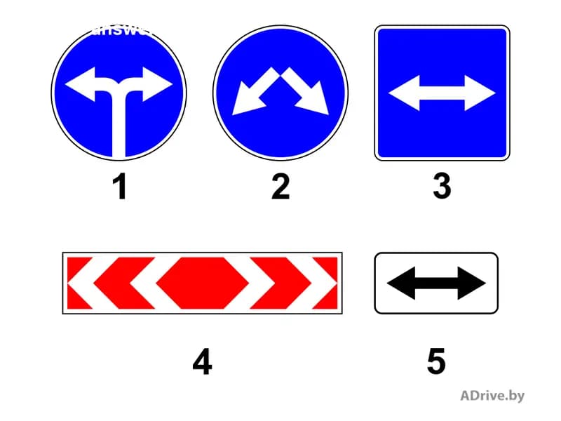 Какой из показанных на рисунке дорожных знаков называется «Объезд препятствия справа или слева»?
