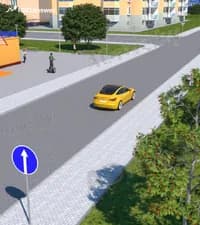 Разрешается ли водителю жёлтого легкового автомобиля развернуться на ближайшем по ходу движения перекрёстке?