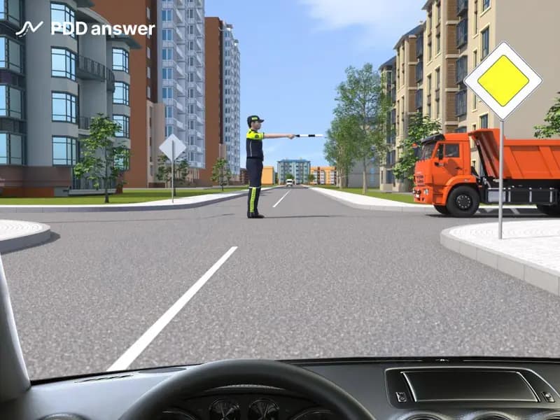 В каких направлениях Вам разрешено продолжить движение в показанной ситуации?