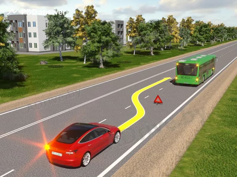 Является ли обгоном действие, выполняемое в показанной ситуации водителем красного легкового автомобиля?