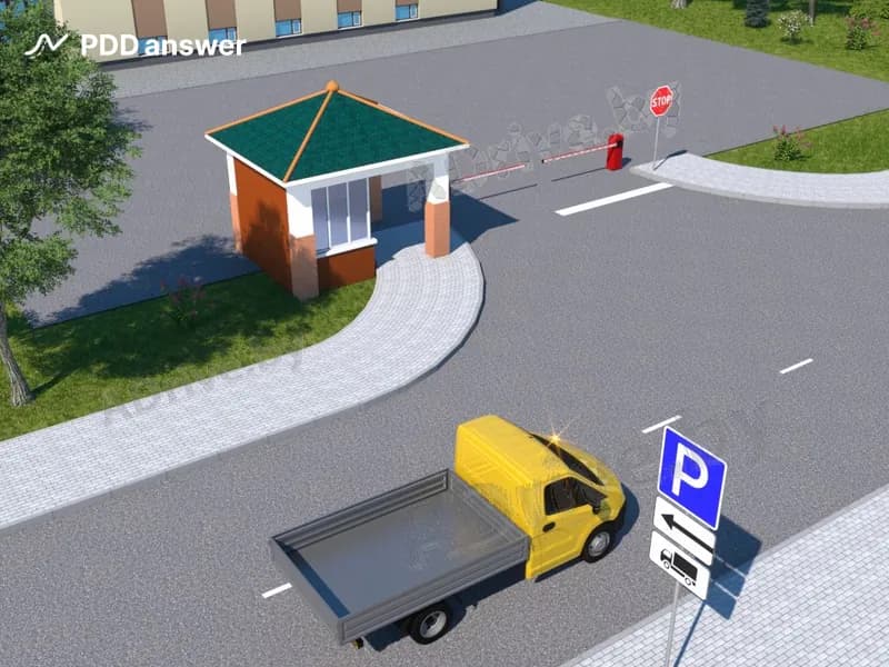 Разрешается ли водителю грузового автомобиля с технически допустимой общей массой не более 3.5 тонны поставить автомобиль на стоянку слева от дороги в показанной ситуации?