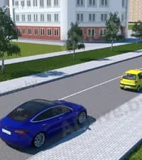 Разрешается ли водителю синего легкового автомобиля совершить обгон учебного автомобиля в показанном месте?